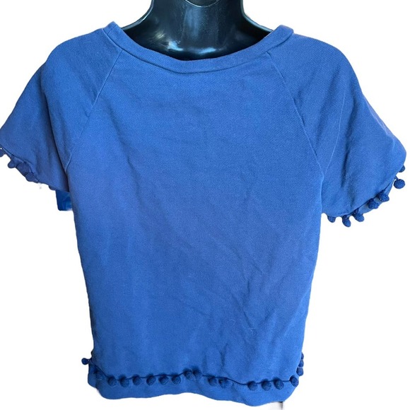 ModCloth Blue Cotton Pom Pom Blouse Sz M - Picture 4 of 8